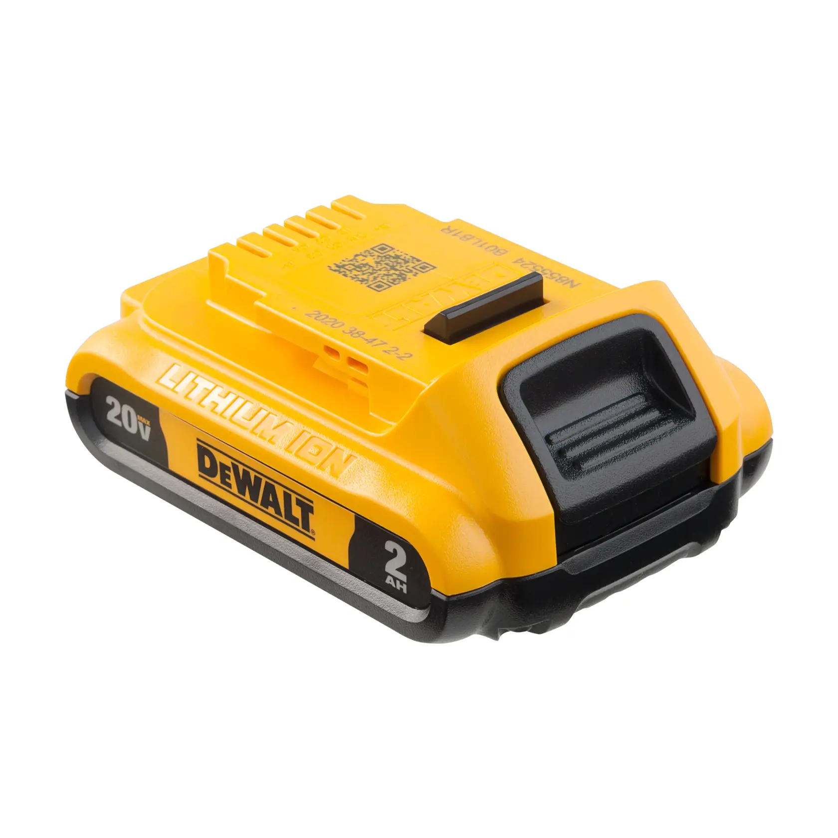 Batería DEWALT 20V ion de litio amarilla, modelo DCB203, 2Ah de capacidad para herramientas eléctricas.